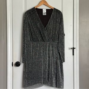 Serra Black Metallic Cocktail Knee Length Party Dress Size XL